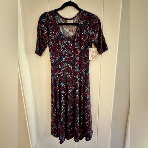 LuLaRoe Teal and Pink Floral Dress
